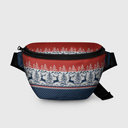 Поясная сумка Вязаный узор с оленями, цвет: 3D-принт