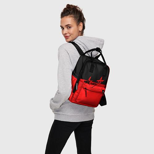Женский рюкзак АлисА: Черный & Красный / 3D-принт – фото 3