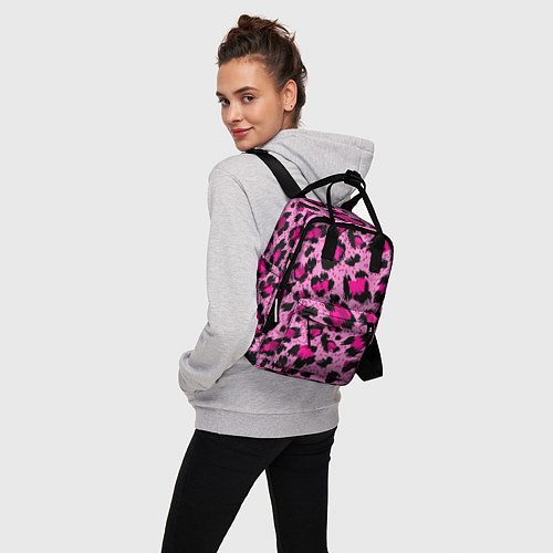 Женский рюкзак Розовый леопард / 3D-принт – фото 3