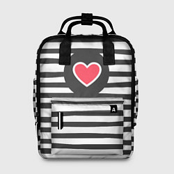 Рюкзак женский Сердце в полоску, цвет: 3D-принт