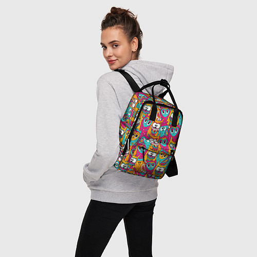 Женский рюкзак Совы разноцветные / 3D-принт – фото 3