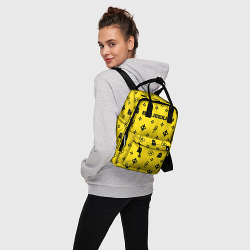 Женский рюкзак Billie Eilish: Yellow Pattern / 3D-принт – фото 3