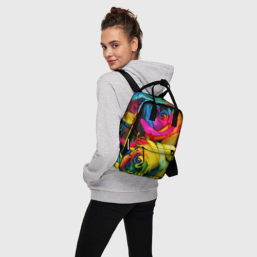 Женский рюкзак Разноцветные розы / 3D-принт – фото 3