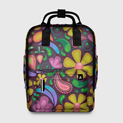 Женский рюкзак Летние цветы узор на темном