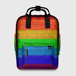Рюкзак женский Разноцветные доски радужный, цвет: 3D-принт