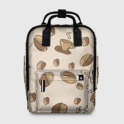 Рюкзак женский Кофейный узор на светлом, цвет: 3D-принт