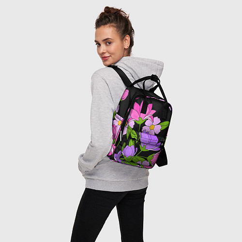 Женский рюкзак Ночные цветы / 3D-принт – фото 3