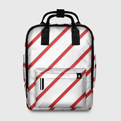 Рюкзак женский Полосы красные на белом, цвет: 3D-принт