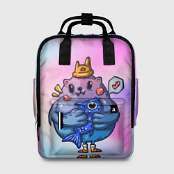 Рюкзак женский Медвндь кот с рыбкой, цвет: 3D-принт