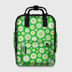 Женский рюкзак Ромашки на зелёном фоне