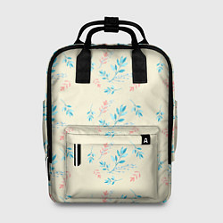 Рюкзак женский Нежные листочки на бежевом, цвет: 3D-принт