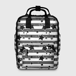 Рюкзак женский Черно-белый полосатый узор, цвет: 3D-принт