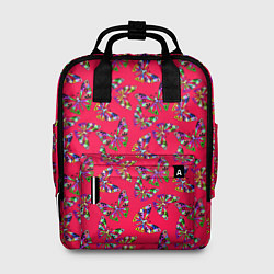 Женский рюкзак Бабочки на красном фоне