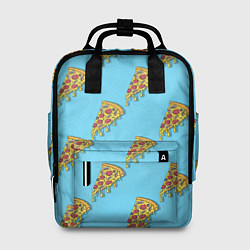 Женский рюкзак Пицца паттерн на голубом