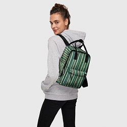 Рюкзак женский Ветрикальные зеленые полосы, цвет: 3D-принт — фото 2