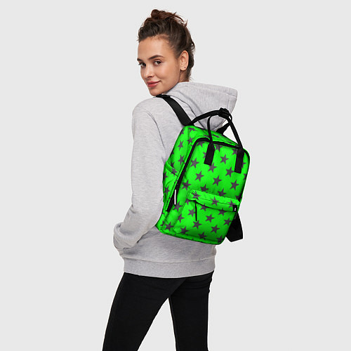 Женский рюкзак Звездный фон зеленый / 3D-принт – фото 3