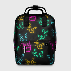 Рюкзак женский НЕОНОВЫЕ КОТИКИ NEON FACES CATS, цвет: 3D-принт