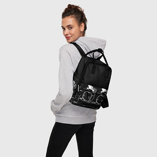 Женский рюкзак Снеговик на черном фоне / 3D-принт – фото 3