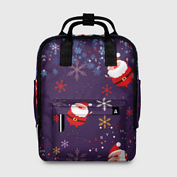 Рюкзак женский Дед Мороз в снежинках, цвет: 3D-принт