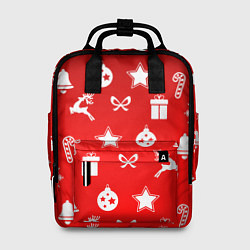 Рюкзак женский Новогодний узор красный градиент, цвет: 3D-принт