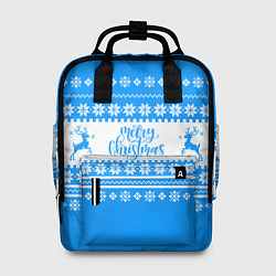 Рюкзак женский MERRY CHRISTMAS BLUE, цвет: 3D-принт