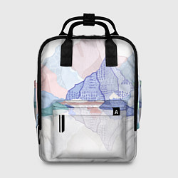 Рюкзак женский Разноцветные пастельные оттенки гор в отражении во, цвет: 3D-принт