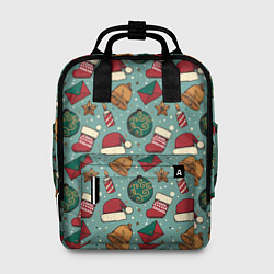 Рюкзак женский Праздничные новогодние атрибуты, цвет: 3D-принт