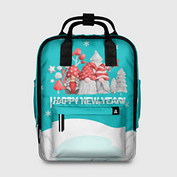 Рюкзак женский Happy New Year Новогодние гномы, цвет: 3D-принт