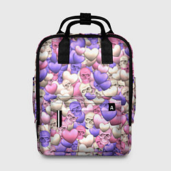 Рюкзак женский Сердечки-черепушки, цвет: 3D-принт
