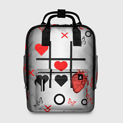 Рюкзак женский Крестики нолики сердцами, цвет: 3D-принт