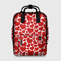 Рюкзак женский Красные Сердечки LOVE, цвет: 3D-принт