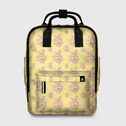 Женский рюкзак Розовые пионы на желтом фоне