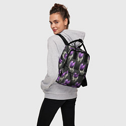 Рюкзак женский Фиолетовые цветы - паттерн, цвет: 3D-принт — фото 2
