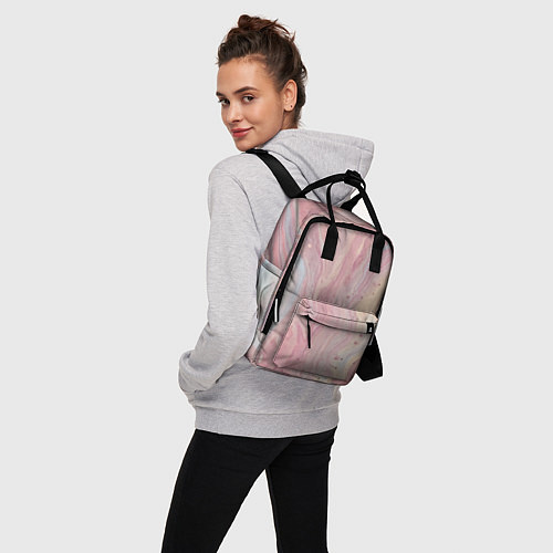 Женский рюкзак Мраморный дизайн с розовыми, синими и желтыми цвет / 3D-принт – фото 3