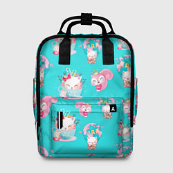 Рюкзак женский Коты в кружках паттерн, цвет: 3D-принт