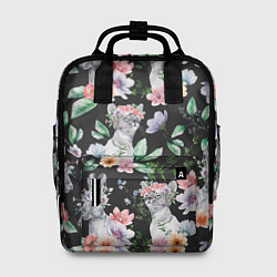 Рюкзак женский Котики в цветочках, цвет: 3D-принт