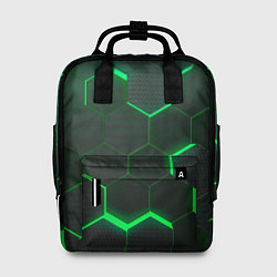 Рюкзак женский Неоновые соты - Green, цвет: 3D-принт