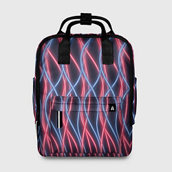 Женский рюкзак Неоновые волны Розовый и голубой на темном фоне