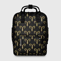 Рюкзак женский Золотой овен на черном фоне Паттерн, цвет: 3D-принт
