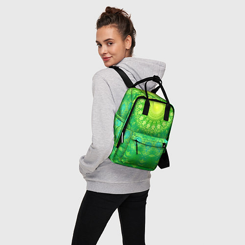 Женский рюкзак Желто-зеленая мандала / 3D-принт – фото 3