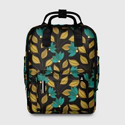 Рюкзак женский Золотые и зеленые листья, цвет: 3D-принт