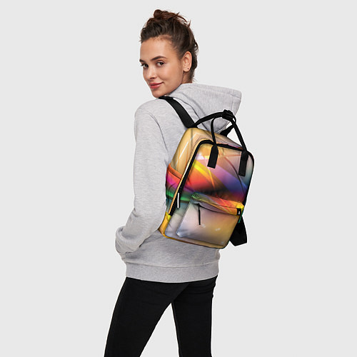 Женский рюкзак Абстрактные линии разных цветов / 3D-принт – фото 3