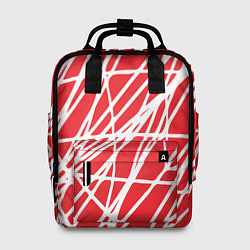 Рюкзак женский Белые линии на красном фоне Абстракция, цвет: 3D-принт