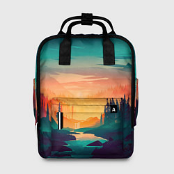 Рюкзак женский Лес на закате природа, цвет: 3D-принт