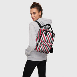 Рюкзак женский Красно-серый полосатый узор, цвет: 3D-принт — фото 2