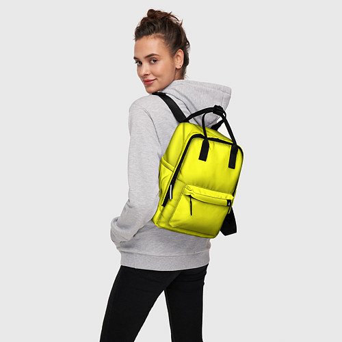 Женский рюкзак Однотонный неоновый лимонный желтый тон / 3D-принт – фото 3