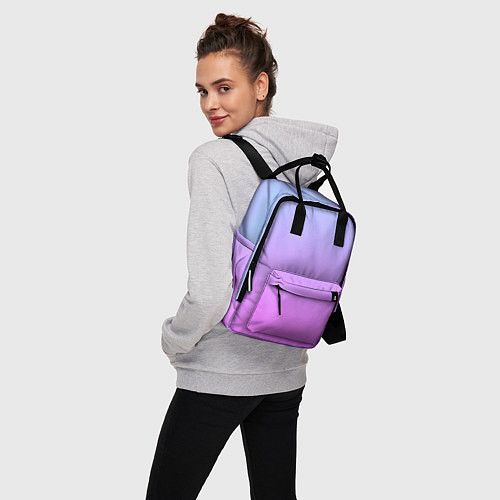 Женский рюкзак Голубо-розовый градиент / 3D-принт – фото 3