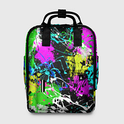 Женский рюкзак Разноцветные пятна краски на черном фоне