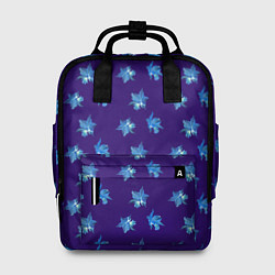Рюкзак женский Цветы Фиолето-Белые Гибискус На Синем Фоне, цвет: 3D-принт