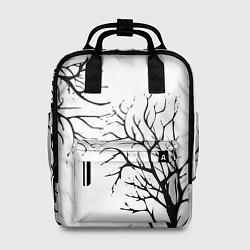 Женский рюкзак Черные ветки деревьев на белом фоне